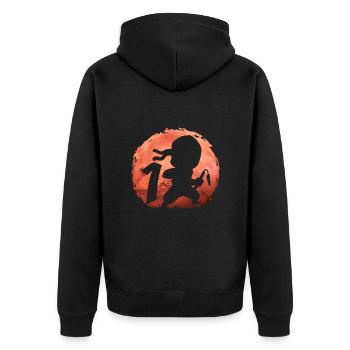 Petit Ninja 1er anniversaire Garçon 1 an - Veste à capuche bio Premium Unisexe - noir - Dos - Nico (187cm)