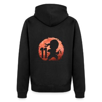 Little Ninja 11th Birthday Boy 11 years old - Unisex Premium Organic Zip Hoodie - black - Back - Nico (187cm)