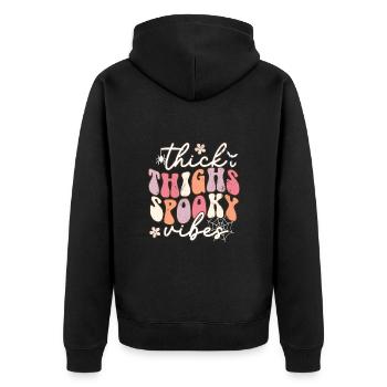 Ghost Hippie blanchi Halloween - Restez effrayant - Veste à capuche bio Premium Unisexe - noir - Dos - Nico (187cm)
