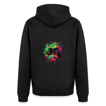 Gamer Konsole - Unisex Premium Bio Zip Hoodie - Schwarz - Hinten - Nico (187cm)