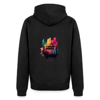 Retro Mixtape - Unisex Premium Bio Zip Hoodie - Schwarz - Hinten - Nico (187cm)