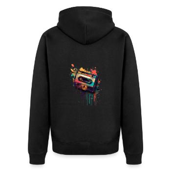Retro Mixtape - Unisex Premium Bio Zip Hoodie - Schwarz - Hinten - Nico (187cm)