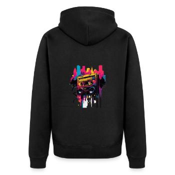 Retro Mixtape - Unisex Premium Bio Zip Hoodie - Schwarz - Hinten - Nico (187cm)