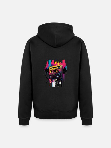 Retro Mixtape - Unisex Premium Bio Zip Hoodie - Schwarz