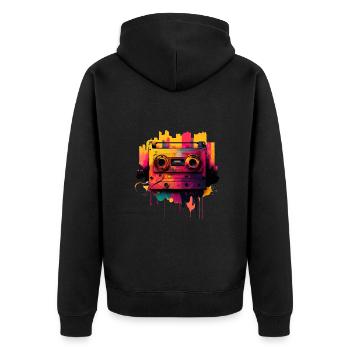 Retro Mixtape - Unisex Premium Bio Zip Hoodie - Schwarz - Hinten - Nico (187cm)