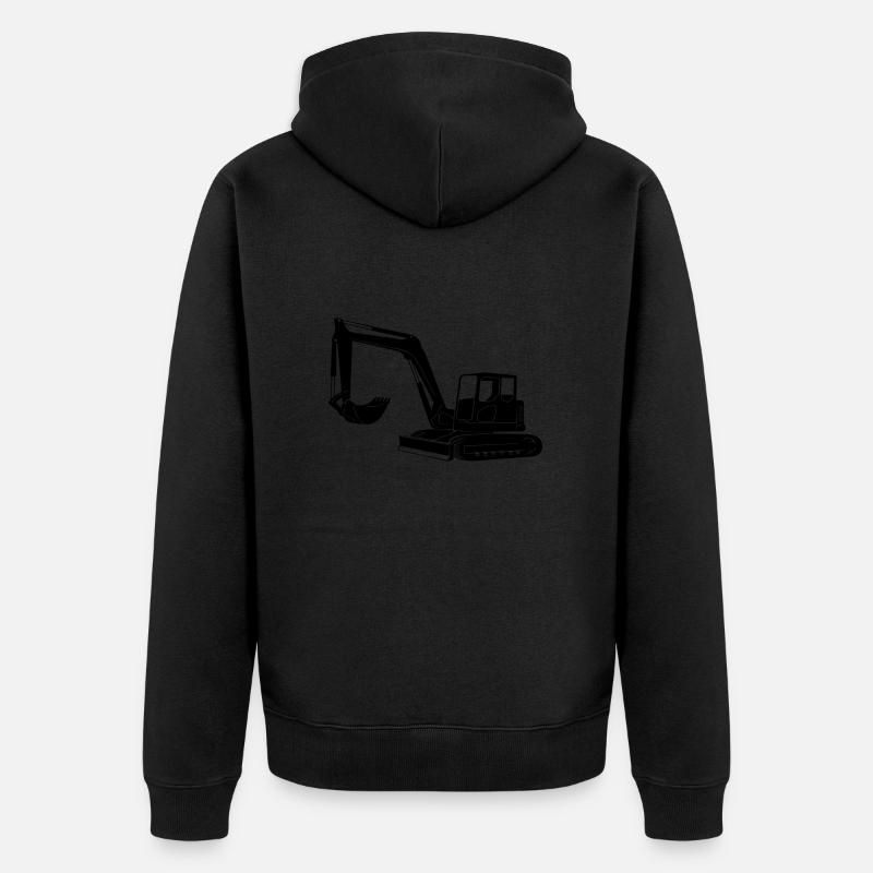 Baggerfahrer Silhouette - Baugeräteführer - Unisex Premium Bio Zip Hoodie - Schwarz