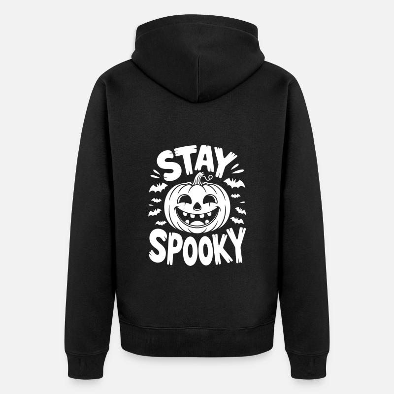 Restez effrayant drôle Halloween Design - Veste à capuche bio Premium Unisexe - noir