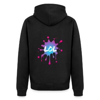 LOL - Unisex Premium Bio Zip Hoodie - Schwarz - Hinten - Nico (187cm)