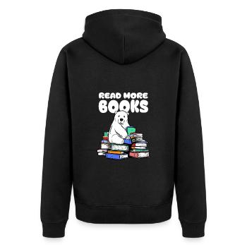 L’ours polaire aime la littérature et s’assoit sur des livres - Veste à capuche bio Premium Unisexe - noir - Dos - Nico (187cm)