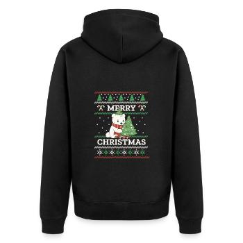 Ugly Christmas Sweater Cute Polar Bear - Unisex Premium Organic Zip Hoodie - black - Back - Nico (187cm)