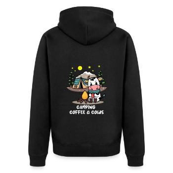 Camping Coffee Cows Country Life Holiday Weekend - Unisex Premium Organic Zip Hoodie - black - Back - Nico (187cm)