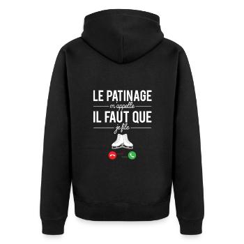 Le patinage m'appelle il faut que je file patiner - Veste à capuche bio Premium Unisexe - noir - Dos - Nico (187cm)