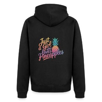 Ananas tropische hawaiianische Frucht - Unisex Premium Bio Zip Hoodie - Schwarz - Hinten - Nico (187cm)