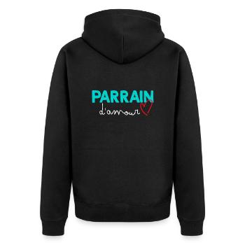 Mon Parrain Citation Tendre Pour parrain - Veste à capuche bio Premium Unisexe - noir - Dos - Nico (187cm)