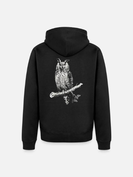 Die Eule - Unisex Premium Bio Zip Hoodie - Schwarz