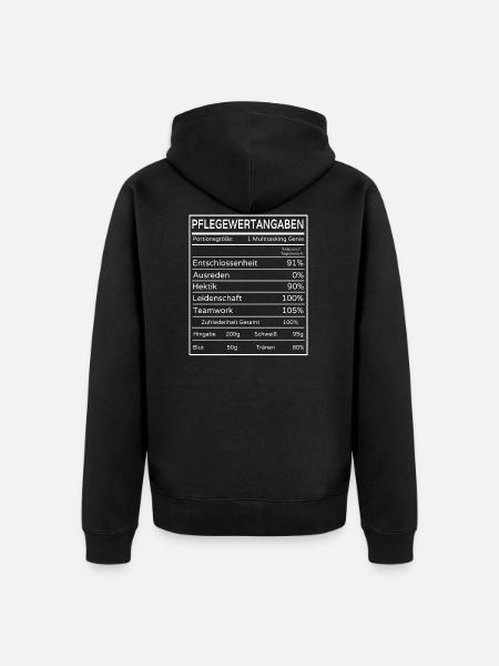 Pflegepersonal - Pflegewertangaben - Unisex Premium Bio Zip Hoodie - Schwarz