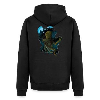 Alien Tote in Space - Unisex Premium Bio Zip Hoodie - Schwarz - Hinten - Nico (187cm)