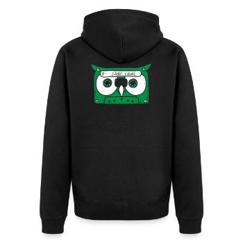Owl Cassette music - Unisex Premium Bio Zip Hoodie - Schwarz - Hinten - Nico (187cm)