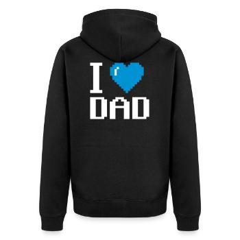 I Love My Dad Pixel vatertag - Unisex Premium Bio Zip Hoodie - Schwarz - Hinten - Nico (187cm)