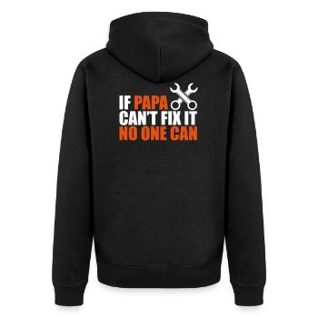 If papa cant fix it no one can - fathers day - Unisex Premium Organic Zip Hoodie - black - Back - Nico (187cm)