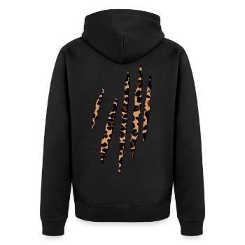Leopardenfell Muster Kratzer Wildlife Safari 3D - Unisex Premium Bio Zip Hoodie - Schwarz - Hinten - Nico (187cm)