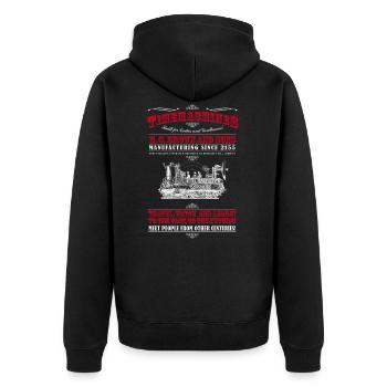 Timemachines (für dunkle Kleidung) - Unisex Premium Bio Zip Hoodie - Schwarz - Hinten - Nico (187cm)