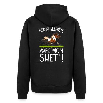 Poney shet pie (texte blanc) - Veste à capuche bio Premium Unisexe - noir - Dos - Nico (187cm)