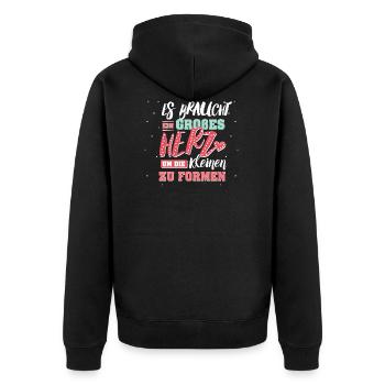 Landwirt Shirt-Großes Herz - Unisex Premium Bio Zip Hoodie - Schwarz - Hinten - Nico (187cm)