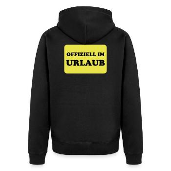 Urlaub - Unisex Premium Bio Zip Hoodie - Schwarz - Hinten - Nico (187cm)