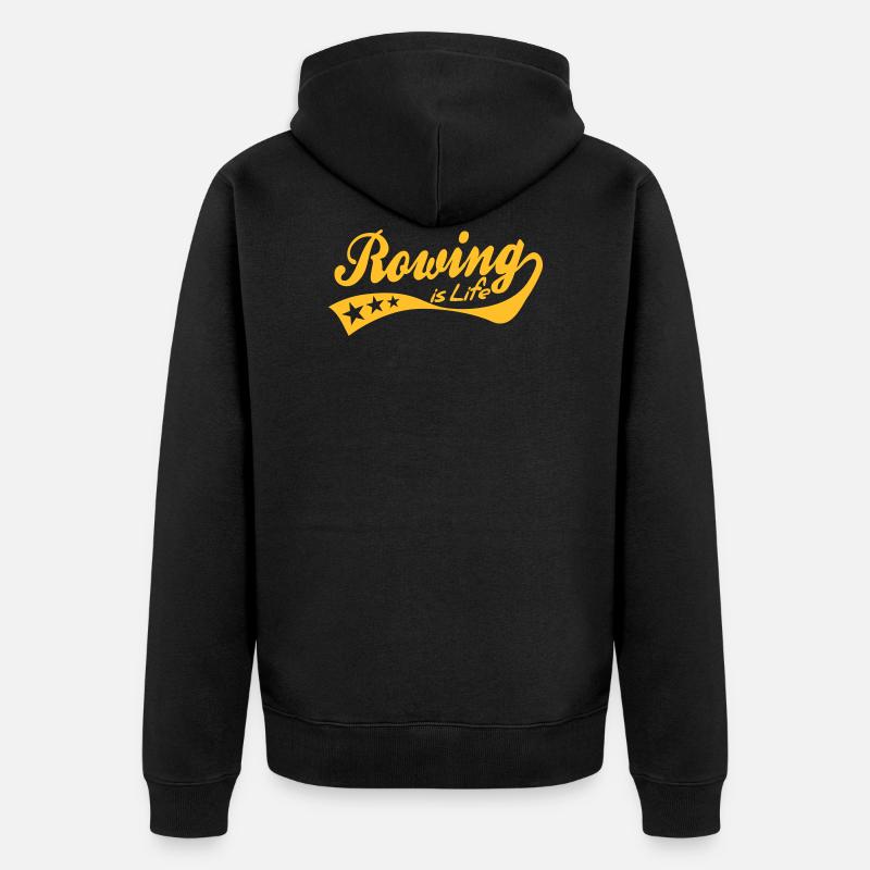 rowing is life - retro - Veste à capuche bio Premium Unisexe - noir