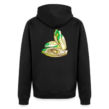 Chicorée Chicoree Salat - Unisex Premium Bio Zip Hoodie - Schwarz - Hinten - Nico (187cm)