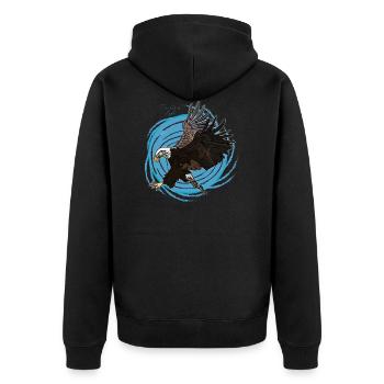 Adler, Eagle, Free - Unisex Premium Bio Zip Hoodie - Schwarz - Hinten - Nico (187cm)