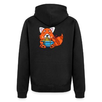 Ramen Life Motiv Raccoon Motiv Shirt Ramen Noodle - Unisex Premium Organic Zip Hoodie - black - Back - Nico (187cm)