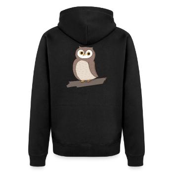 Owl Bird - Unisex Premium Organic Zip Hoodie - black - Back - Nico (187cm)