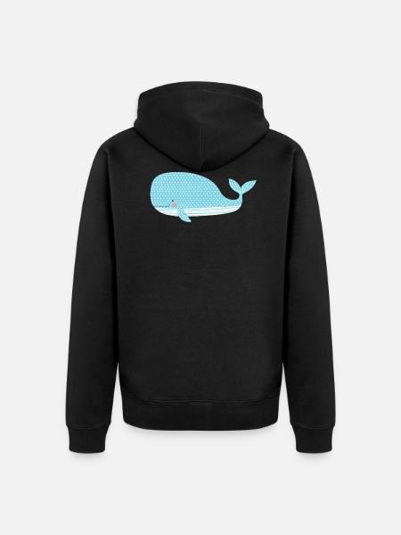 Niedlicher Wal - Unisex Premium Bio Zip Hoodie - Schwarz