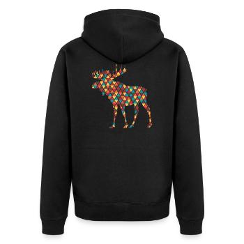 Elch - Unisex Premium Bio Zip Hoodie - Schwarz - Hinten - Nico (187cm)