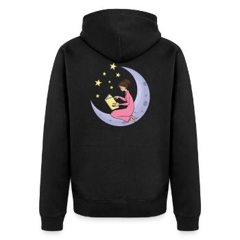 la lune étoiles filles femme apprendre le livre - Veste à capuche bio Premium Unisexe - noir - Dos - Nico (187cm)