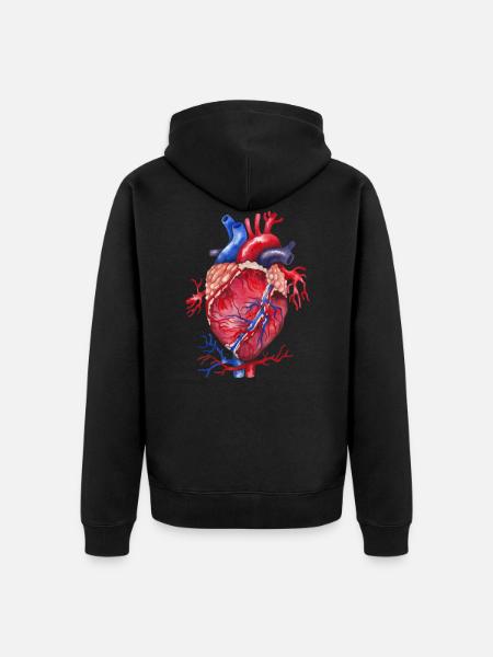 Herz Anatomie - Unisex Premium Bio Zip Hoodie - Schwarz