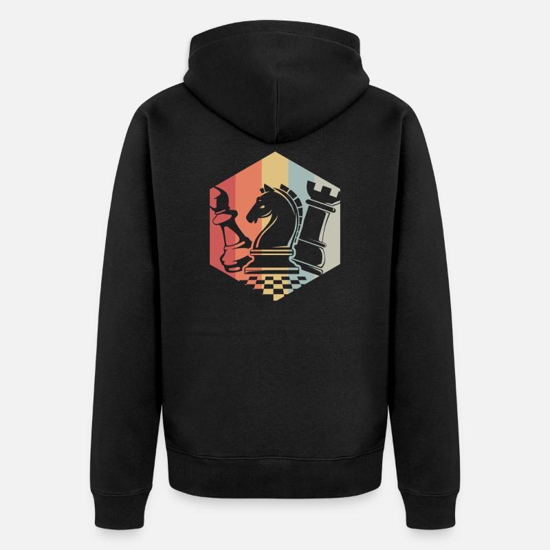 Échecs rétro - Veste à capuche bio Premium Unisexe - noir