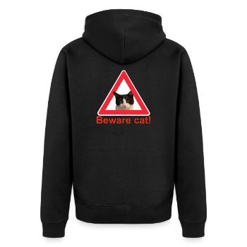 Vorsicht Katze Verkehrszeichen Schild Katzendame - Unisex Premium Bio Zip Hoodie - Schwarz - Hinten - Nico (187cm)