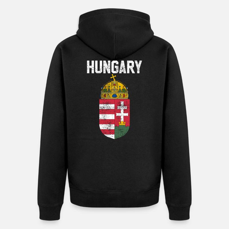 Ungarn - Unisex Premium Bio Zip Hoodie - Schwarz