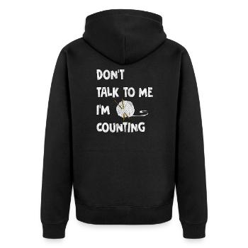 Häckeln - Lustig - Geschenkidee - Unisex Premium Bio Zip Hoodie - Schwarz - Hinten - Nico (187cm)
