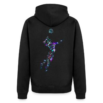 Volleyballer - Volleyballerin bunt - Unisex Premium Bio Zip Hoodie - Schwarz - Hinten - Nico (187cm)