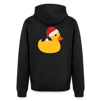 Quietscheente mit Nikolaus Mütze - Unisex Premium Bio Zip Hoodie - Schwarz - Hinten - Nico (187cm)