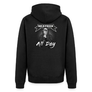 Beatbox all day - Unisex Premium Bio Zip Hoodie - Schwarz - Hinten - Nico (187cm)