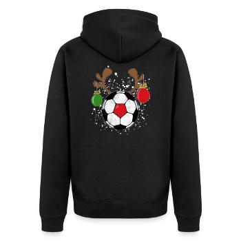 Football Christmas gift reindeer fir-tree - Unisex Premium Organic Zip Hoodie - black - Back - Nico (187cm)