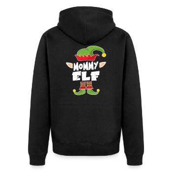 Mama Elf Weihnacht Geschenk Mutter Weihnachten - Unisex Premium Bio Zip Hoodie - Schwarz - Hinten - Nico (187cm)