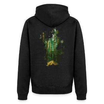 Forest - Unisex Premium Organic Zip Hoodie - black - Back - Nico (187cm)