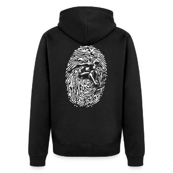 Fingerprint Skater Sk8 - Unisex Premium Organic Zip Hoodie - black - Back - Nico (187cm)