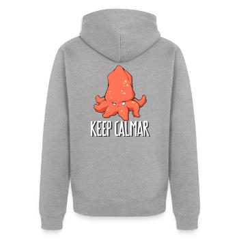 keep squid - Unisex Premium Organic Zip Hoodie - heather grey - Back - Nico (187cm)
